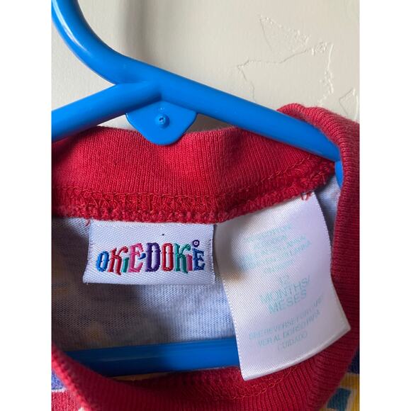 Vintage Okie Dokie Planes/Train/Bus/Fire Truck/Car 100% Cotton Romper- Size 12m - Picture 2 of 3